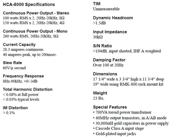 Parasound HCA 800II specs.jpg (230.16 KiB) Viewed 17546 times Parasound HCA 800II specs.jpg